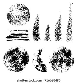 Collection of various monochrome cosmetic sponge stamps. A set of cosmetic brushes. Background for beauty and cosmetics. Vector illustration.