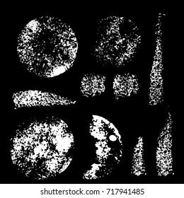 Collection of various monochrome cosmetic sponge stamps. A set of cosmetic brushes. Background for beauty and cosmetics. Vector illustration.