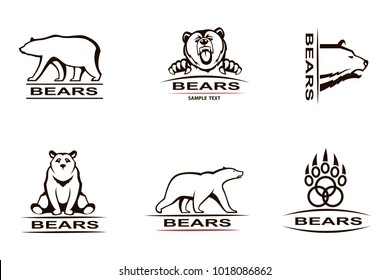 collection of various monochrome emblem with bear