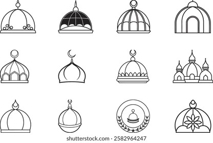 Collection of Various Mosque Dome and Minaret Designs Islamic Architecture Illustrations