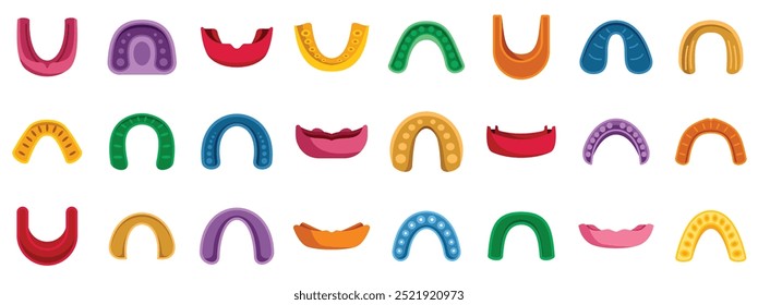 Collection of various mouthguards offering protection for teeth, commonly used in contact sports and activities