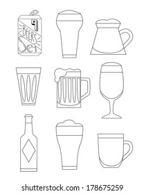 Collection of various mugs with beer