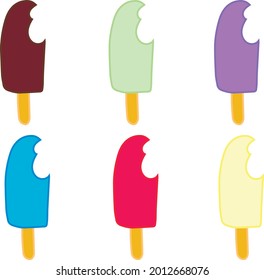 Collection of various multicolored ice cream icons. Vector illustration isolated on white background