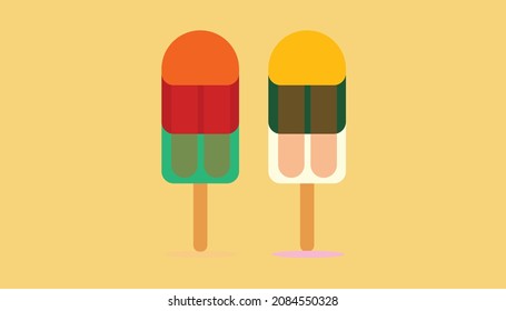 Collection of various multicolored ice cream icons. Vector illustration isolated. Geometric