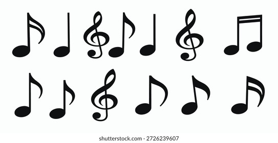 Una colección de varias notas musicales y símbolos 