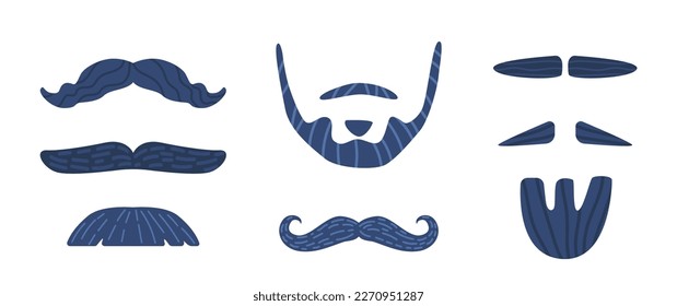 Collection Of Various Mustache And Beard Styles, Classic And Modern Designs Such As Handlebars, Goatees