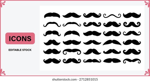 Colección de varios bigotes con diferentes Formas y tamaños como iconos