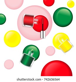 collection of various nail polish bottle and drop on white background.