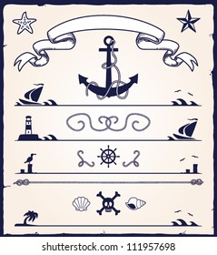 collection of various nautical  design elements