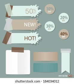 Collection of various note papers, ready for your message. Vector illustration.