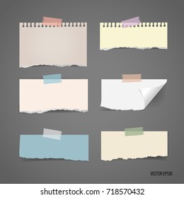 Collection of various note papers, ready for your message. Vector illustration.