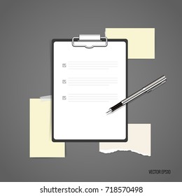 Collection of various note papers, ready for your message. Vector illustration.