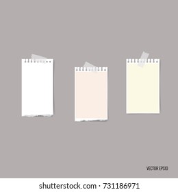 Collection of various note papers, ready for your message. Vector illustration.