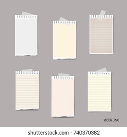 Collection of various note papers, ready for your message. Vector illustration.