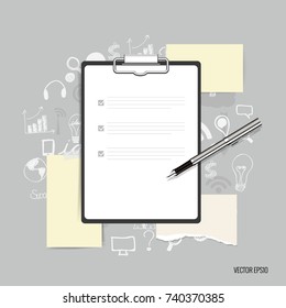 Collection of various note papers, ready for your message. Vector illustration