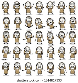 Collection of Various Nun Lady Poses - Set of Concepts Vector illustrations
