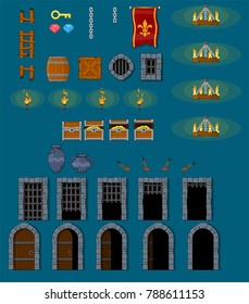 Collection of various objects for creating fantasy medieval video games