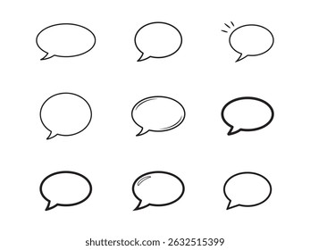 Collection of Various Outline Speech Bubbles for Communication