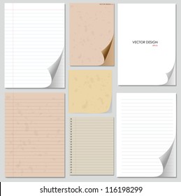 Colección de varios documentos, listos para su mensaje. Ilustración vectorial.