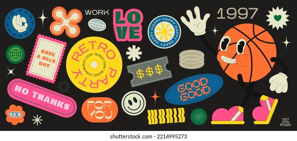 Collection of various patches, labels, tags, stickers, stamps for shopping and packaging. discounts, new collection. Vector set, trendy promo labels