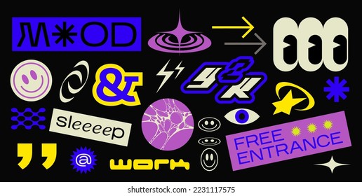 Collection of various patches, labels, tags, stickers, stamps for shopping and packaging. discounts, new collection. Vector set, trendy promo labels