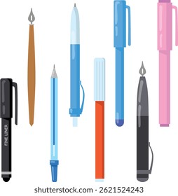 Collection of various pens and markers for writing and drawing