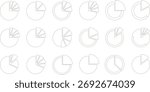 Collection of various pie chart icons representing data analysis