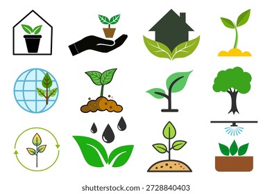 Coleção de várias plantas em fundo branco.