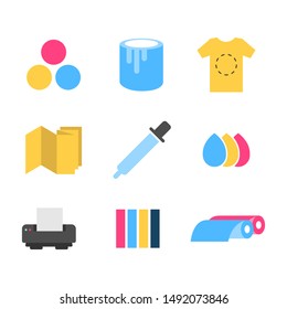 Collection of various Printer icons set flat design vector illustration on white background