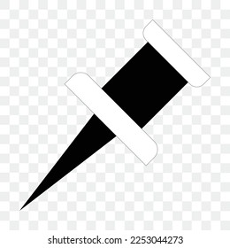 Collection of various push pins. Pines. Top view. Vector illustration. Isolated on a white background. Arrange. Front view. Top view. Close.