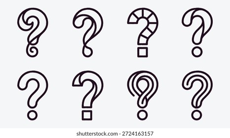 Collection of various question mark symbols in different designs