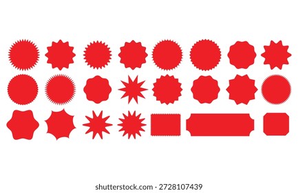 Una colección de varias Formas rojas que incluyen círculos, estrellas, rectángulos y formas geométricas únicas