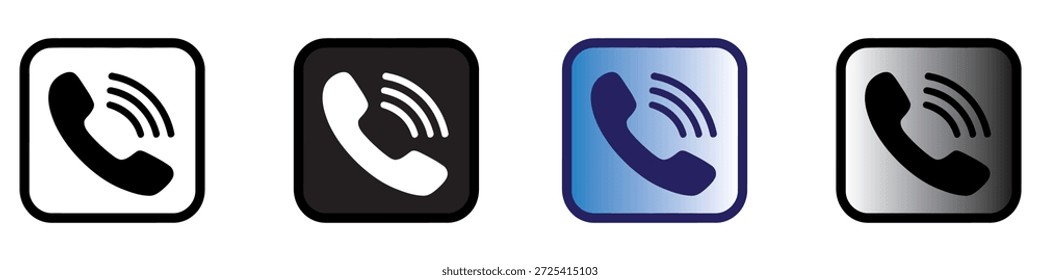 Colección de varios íconos de teléfono que suenan para aplicaciones de comunicación y contacto