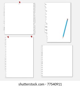 Collection of various ripped note paper