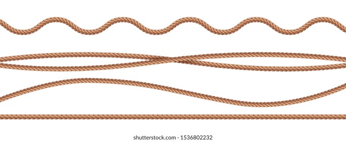 collection of various ropes string on white background. Vector illustration