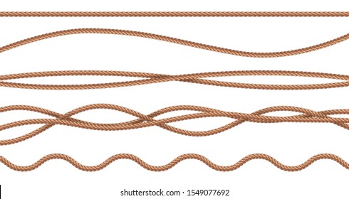 collection of various ropes string on white background. Vector illustration