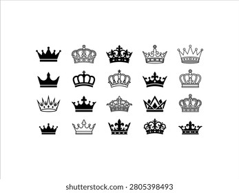 Collection of various royal crowns and coronets, set of vector icons