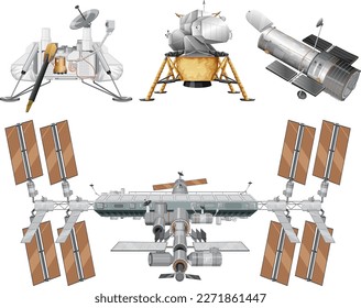 Collection of Various Satellites illustration