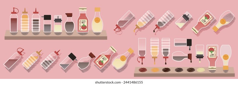 Collection of various sauce bottle icons