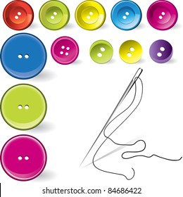 collection of various sewing button and needle