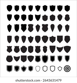 Collection of Various Shield and Badge Silhouettes all shield black and white