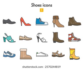 Collection of various shoe icons