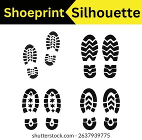 Collection of various shoe print silhouettes, ideal for design projects needing footwear graphics.