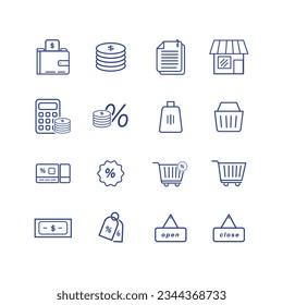 a collection of various shopping, e-commerce, discount icons, with the outline icon theme. vector illustration