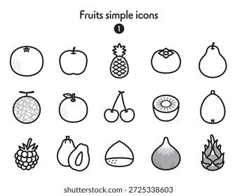 Una colección de varios íconos simples de frutas