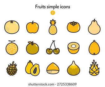 A collection of various simple fruit icons