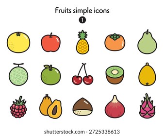 Una colección de varios íconos simples de frutas