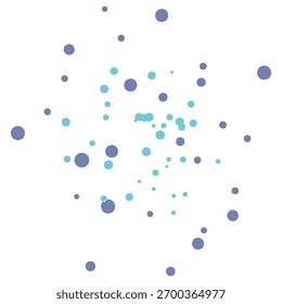 Una colección de varios tamaños de círculos azules y azules esparcidos sobre un fondo blanco, creando un diseño abstracto.