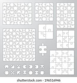 collection of various sizes jigsaw puzzle. Vector illustration