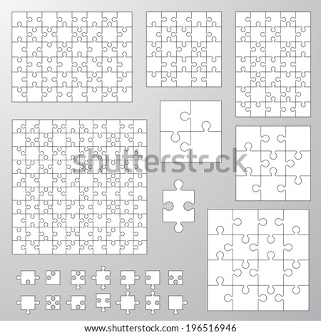 collection of various sizes jigsaw puzzle. Vector illustration